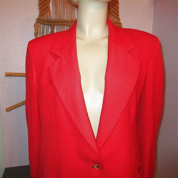 Vtg Austin Reed Women's Blazer Jacket Size 12 Red Worsted Wool Lined Pockets USA - Picture 2 of 12